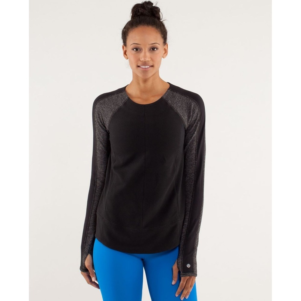 Lululemon Bold In The Cold Running T-Shirt Womens 8 Black Long Sleeve W3680S